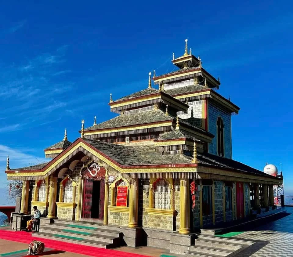 Surkanda Devi Temple on a hilltop with Himalayan views